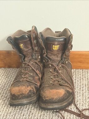 Caterpillar Brown Leather Lace-Up Work Boots